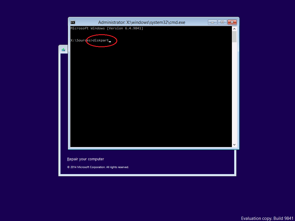 create windows 10 bootable diskpart
